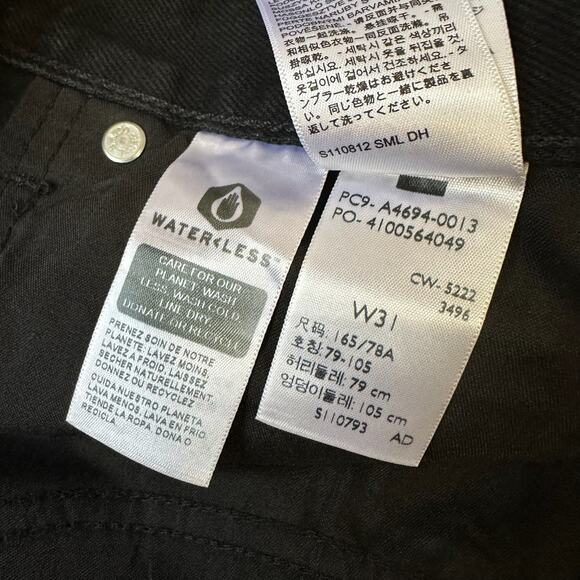 LEVI'S Icon Mini Skirt Black Denim Cotton Frayed Button Fly Goth NWT - Picture 9 of 10